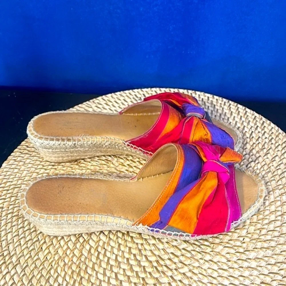 Women’s Carmen Saiz Wedge Ribbon Bow Espadrille Sandals Made in Spain 41 (10)